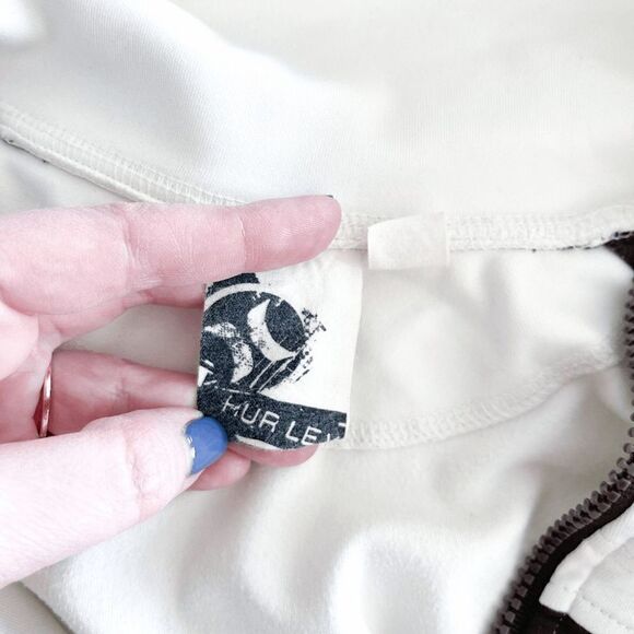 Hurley Mens Y2K Athlete Jacket Full Zip Mock Neck White Brown Large - Picture 4 of 9